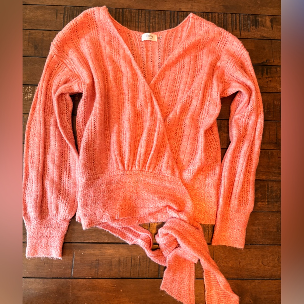 Bluivy Coral Knit Wrap Sweater